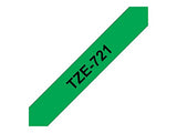 BROTHER P-TOUCH TZE-741 noir sur vert 18mm