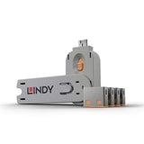 LINDY Clé USB et 4 bloqueurs de ports USB Orange