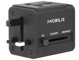 MOBILIS Adaptateur secteur USB (100-240 V- 2x0,5A) compatible 155 pays - Noir