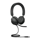 Jabra Evolve2 40, MS Stereo Casque Avec fil Arceau Bureau/Centre d'appels USB Type-A Bluetooth Noir