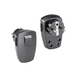 Fiche secteur tripolaire avec interrupteur intégré - noir