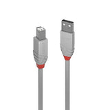 LINDY 0.5m USB 2.0 Type A to B Cable Anthra Line USB Type A Male to B Male cool grey