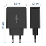 CHARGEUR SECTEUR 4 PORTS USB Type-A NOIR