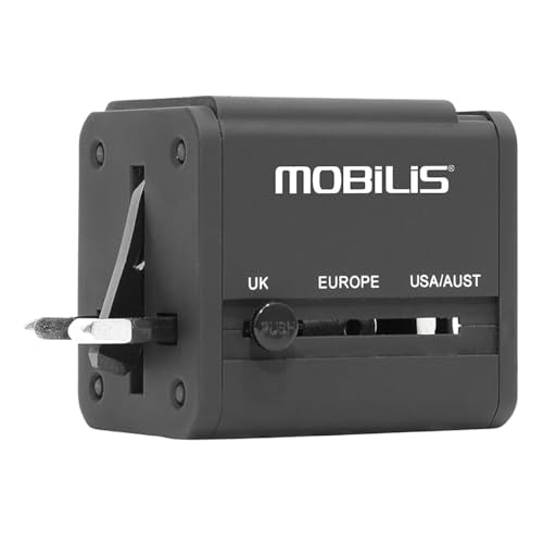 MOBILIS Adaptateur secteur USB (100-240 V- 2x0,5A) compatible 155 pays - Noir