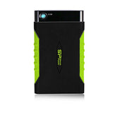 SILICON POWER External HDD Armor A15 2To 2.5p USB 3.2 Black & Green Anti-shock MIL-STD 810F Method 516.5 Procedure IV LED light