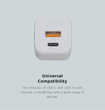 XTORM Chargeur mural écologique XEC020 20 W 2 ports USB-A USB-C PD certifié GRS