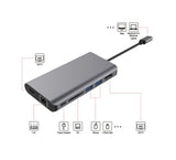 DEXLAN Dock USB Type-C HDMI+DP 4K-LAN-HUB+SD2.0+Charg.PD3.0