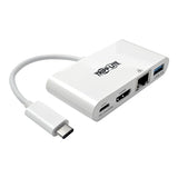 EATON TRIPPLITE USB-C Multiport Adapter - HDMI USB 3.0 Port GbE 60W PD Charging HDCP White