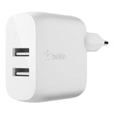 BELKIN BOOST CHARGE 24w USB-A Dual Wall Charger w/ 1m A-C White