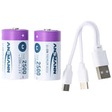 ANSMANN Accu lithium Mono D, 2 pièces, rechargeables Type-C, 1,5 V