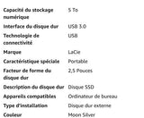 LACIE Disque dur STLR5000400 5 To
