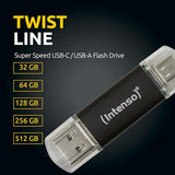 INTENSO Clé USB 3.2 Twist Line - 256 Go Type-C et Type-A
