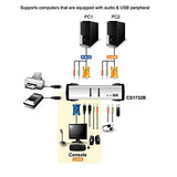 Aten CS1732B kvm 2 ports VGA/USB/Audio + 2 ports hub et OSD