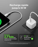 BELKIN 30W USB PD Wall Charger with PPS WHT w/1m C-C