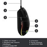 LOGITECH Gaming Mouse G203 LIGHTSYNC Mouse optical 6 buttons wired USB black