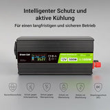 Green Cell Przetwornica napicia PowerInverter LCD 12 V 500W/1000W Przetwornica samochodowa z wywietlaczem - czysty sinus adaptateur de puissance & onduleur Auto
