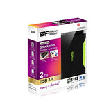 SILICON POWER External HDD Armor A15 2To 2.5p USB 3.2 Black & Green Anti-shock MIL-STD 810F Method 516.5 Procedure IV LED light