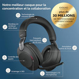 Jabra Evolve2 85, MS Stereo Casque Avec fil &sans fil Arceau Bureau/Centre d'appels USB Type-C Bluetooth Noir