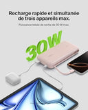 BELKIN 20k PD30w Integrated USB-C Cable Power Bank Pink