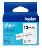 BROTHER 12MM BTAG131 Tape Black on Transparent