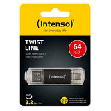 INTENSO Clé USB 3.2 Twist Line - 64 Go Type-C et Type-A