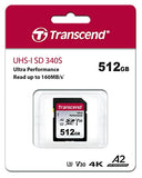 TRANSCEND 512Go SD Card UHS-I U3 A2 Ultra Performance