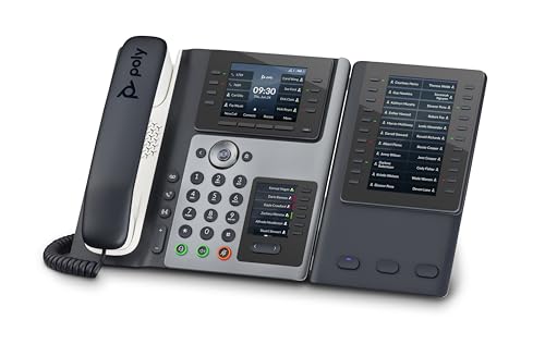 Poly Edge E450 Téléphone VoIP PoE 8/6 lignes SIP 2 x LCD USB-C WiFi & BlueTooth