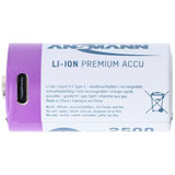 ANSMANN Accu lithium Mono D, 2 pièces, rechargeables Type-C, 1,5 V