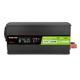 Green Cell Przetwornica napicia PowerInverter LCD 12 V 500W/1000W Przetwornica samochodowa z wywietlaczem - czysty sinus adaptateur de puissance & onduleur Auto