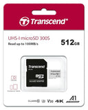 TRANSCEND 512Go microSD avec adaptateur SD UHS-I U3 A1 pour smartphone / tablette