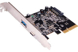 Carte contrôleur 1 port USB-C + 1 USB-A en USB 3.1 Gen1 sur PCIe x1