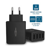 CHARGEUR SECTEUR 4 PORTS USB Type-A NOIR