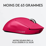 LOGITECH G PRO X SUPERLIGHT Gaming mouse right-handed optical 5 buttons wireless 2.4 GHz USB LIGHTSPEED receiver magenta