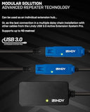 LINDY Rallonge active USB 3.0 Pro 10m avec Hub 4 ports