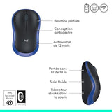 LOGITECH M185 Mouse optical wireless 2.4 GHz USB wireless receiver blue