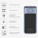 Powerbank 20000mAh pour laptop 45W charge ultra rapide power