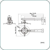 AAVARA Support vidéoprojecteur PB053 mural, bras de 310 à 540 mm, platine