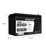 Green Cell AGM Battery Lead Acid 12V 10Ah Maintenance Free for UPS and - Battery - 10.000 mAh