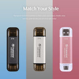 TRANSCEND ESD310P 2To External SSD USB 10Gbps Type C/A Pink