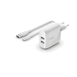 BELKIN BOOST CHARGE 24w USB-A Dual Wall Charger w/ 1m A-C White