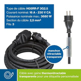Rallonge secteur tripolaire noire 2,5 mm2 - 15,0 m