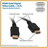 EATON TRIPPLITE High-Speed HDMI Cable Digital Video with Audio UHD 4K M/M Black 16ft. 4.88m