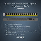 NETGEAR GS116PP SWITCH 16 PORTS GIGABIT POE+ 183W