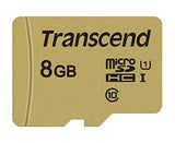TRANSCEND Carte micro SDHC UHS I 500S Class 10 8 Go adaptateur SD inclus