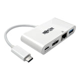EATON TRIPPLITE USB-C Multiport Adapter - HDMI USB 3.0 Port GbE 60W PD Charging HDCP White