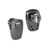 Fiche secteur tripolaire avec interrupteur intégré - noir