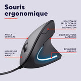 TRUST Souris filaire ergonomique VERTO - Noire