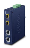 PLANET IP30 Industrial 2-port convertisseur de support réseau Bleu