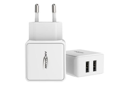 CHARGEUR SECTEUR 2 PORTS USB Type-A 2,4 A BLANC