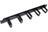 Panneau 19" 1U avec 5 anneaux métal et support câbles